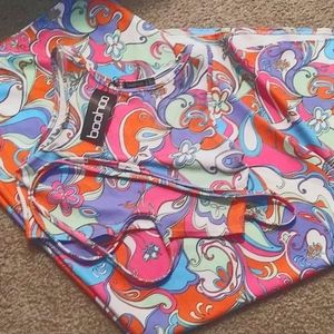 NWT boohoo abstract mod 2 piece skirt crop top